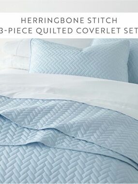 Target Light Blue Herringbone Stitch Quilted Coverlet Set